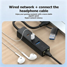 Adattatore Ethernet da 100 Mbps per Telefoni e Tablet Type-C/IOS, Docking Station USB RJ45, Hub USB 3.0, Convertitore di Rete Portatile.
