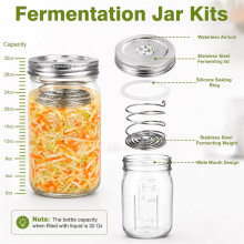 Kit de 3 Couvercles de Fermentation en Acier Inoxydable et Poids Hélicoïdal pour Bocaux Mason à LarGe Ouverture