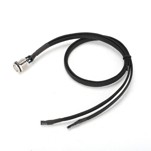 Metall Neustart-Taste PC blau LED mit Kabel 1