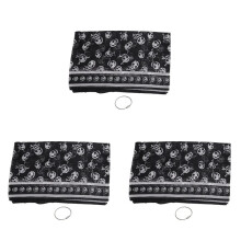 3X Black Chiffon Silk Feeling Skull Print Fashion Long Scarf Shawl Scaf Wrap for Women + Keyring