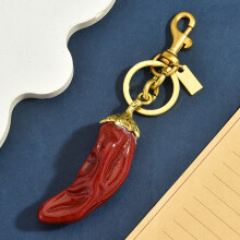 (Gold) Miniature Bag Chili Charm With Resin And Gold Finish Casual For Accessories