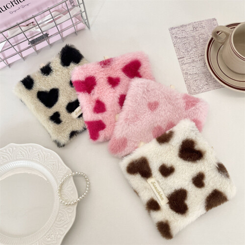 (Light Pink)Square Plush Heart Coasters For Cafe Table Protection With Features Antiscald 1