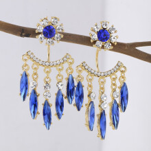 (Blue) Style Ethnic Vintage Drop Earrings With Crystal For Women Spring Fashion Gift