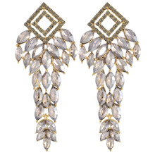 (Gray) Floral Alloy Style Drop Earrings With Rhinestones For Evening And Events Formal