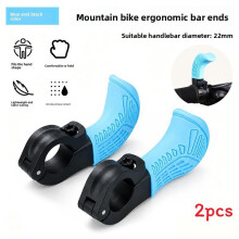 (Blue) Mountain Bike Horn Handlebar Grips Silicone Nonslip For Adventure Recreation And