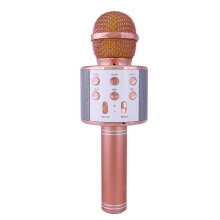 (Rose Gold) Wireless Bluetooth Microphone Handheld Ktv Mini Portable Speaker Usb Player