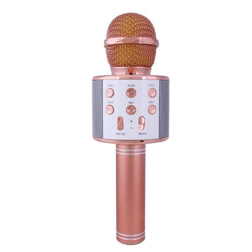 (Rose Gold) Wireless Bluetooth Microphone Handheld Ktv Mini Portable Speaker Usb Player