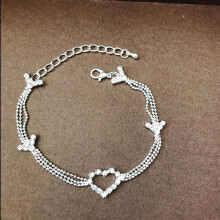 (3Layers) Simple And Clean Aesthetic Rhinestone Tassel Love Anklet Rhinestone Anklet