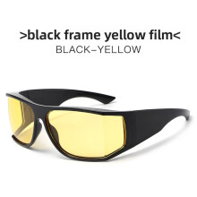 (Black Yellow)Sleek Modern Sun Glasses Men Women Uv400 Protective Cycling Outdoor Fashion Eyewear