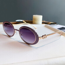 (Purple)Elegantes gafas de sol elípticas para mujer con protección Uv400 para viajes al sol salidas urbanas