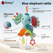 (Blue)Baby Elephant Rattle And Music Toy With Soft Material For Fine Motor Practice