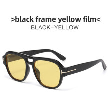 (Black Yellow)Minimalistische Brille mit Vollrahmen PC Gläser UV-Schutz für Freizeitkleidung Autofahren und