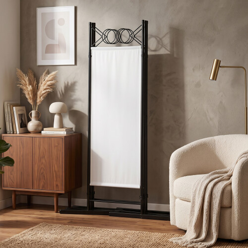 Foldable Screen Room Divider 4 Panels Home Office Off White 1PCS 1