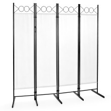 Foldable Screen Room Divider 4 Panels Home Office Off White 1PCS