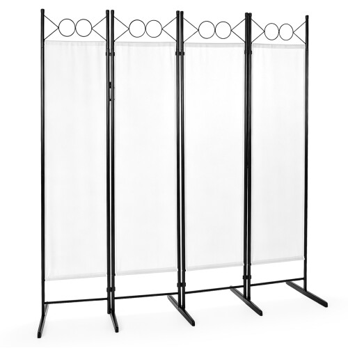 Foldable Screen Room Divider 4 Panels Home Office Off White 1PCS