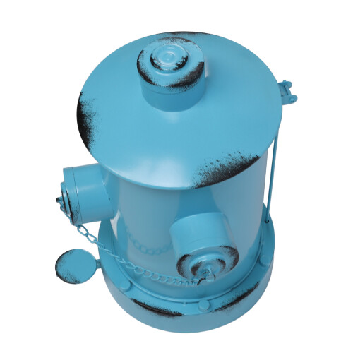Retro Hydranten Abfalleimer Hellblau, Eisen, Deko 2