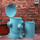 Retro Hydranten Abfalleimer Hellblau, Eisen, Deko 15