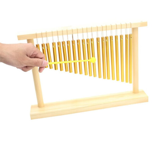 20-Note Desktop Sound Tree Wind Chime - Solid Wood Frame Musical Instrument for Early Education & Orff Percussion Gold