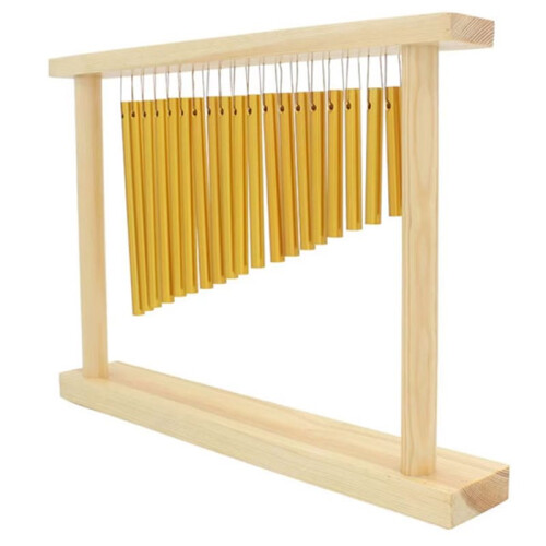 20-Note Desktop Sound Tree Wind Chime - Solid Wood Frame Musical Instrument for Early Education & Orff Percussion Gold 2
