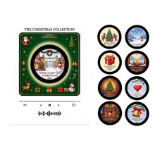 Xmas Magnetic Music Fridge Magnet Christmas Night Light Built-in LED Touch to Vinyl Record Player Fridge Magnet