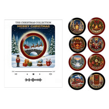 Xmas Magnetic Music Fridge Magnet Christmas Night Light Touch to Vinyl Record Player Fridge Magnet Built-in LED