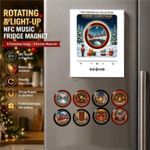 Magnétique de Noël pour Réfrigérateur, Veilleuse de Noël Tactile, Tourne-Disque Vinyle, Aimant pour Réfrigérateur, LED Intégrée