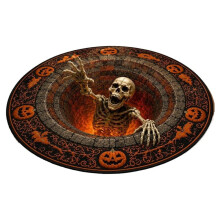 3D Halloween Skull Optical Illusion Swirl Round Rug Spooky Decor for Living Room, Indoor 63 in