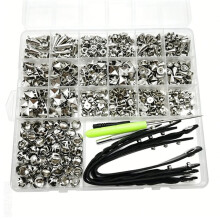 559Pcs Spikes and Studs Kit Cone Spikes with Tools Leather Straps Storage Box for DIY Handmade Decorations