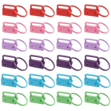 24pcs - 25mm Macaron-Colored Spring Clasps/Carabiners (U-Shaped) with Key Rings - for DIY Crafting and Charms