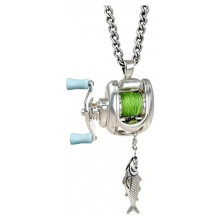 Fishing Reel Necklace Rotatable Exquisite Fishing Reel Silver Detachable Men Neck Pendant Gift Necklace