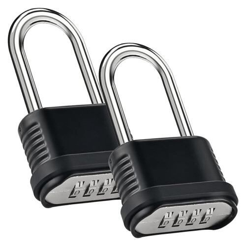 2pcs Heavy Duty Long  Anti-Theft Combination Padlock - 4-Digit  Security Lock for Gates, Sheds