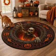 3D Halloween Skull Optical Illusion Swirl Round Rug Spooky Decor for Living Room, Indoor 63 in