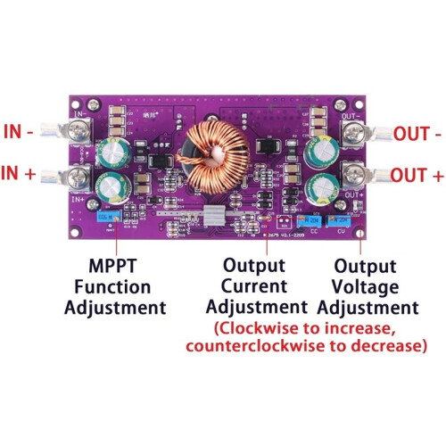 Automatic Buck-Boost Power Module 250W 15A Solar MPPT Synchronous Rectification CC-CV Charging Board 1