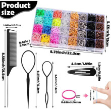 Hair Ties, 17 Colors Elastic Hair Rubber Bands, Baby Hair Ties with Hair Styling Tools Organizer Box for Girls, Women