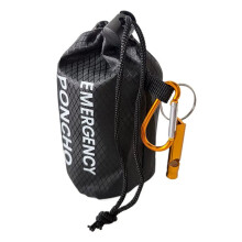 Imperméable D'Urgence + Sac de Rangement + Sifflet + Mousqueton - Poncho Imperméable D'Urgence Multi-Usages pour L'Extérieur - Noir