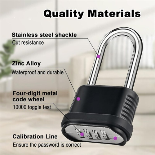 2pcs Heavy Duty Long  Anti-Theft Combination Padlock - 4-Digit  Security Lock for Gates, Sheds 1