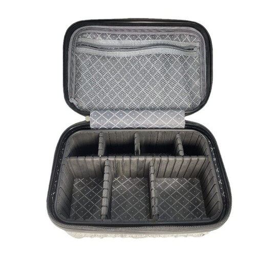 Large Capacity Portable Travel Cosmetic Organizer with Handle and Code Lock for Daily Trips Storage White 2