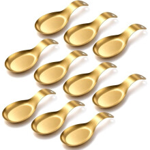 10Pcs Gold Spoon Rest,Large Stainless Steel Spoon Utensil Holder Serving Spoons Holder for Buffet,for Kitchen,Countertop