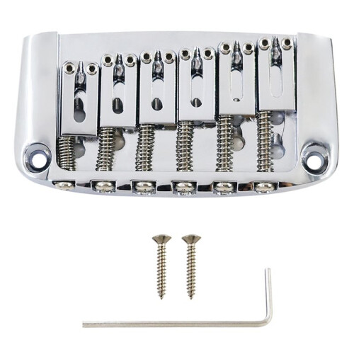 6-String Electric Guitar Hardtail Non-Tremolo Fixed Saddle Assembly, Chrome / Glossy Black / Gold Finish C 1