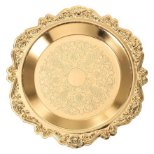 Vintage Embossed Metal Tray - Decorative Dessert, Jewelry Storage, Snack Platter, Table Decor for Parties & Home Gold