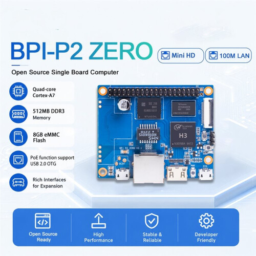 Voor Banana Pi BPI-P2 Zero Single Board Computer voor Allwinner H3 512M DDR3 8G EMMC Open Source Hardware Development Board 2