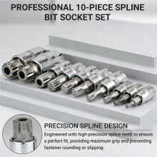 Triple Square Spline Bit Socket Set Premium Alloy Spline Socket Bit Set ,Drive M4-M18 and Cr-V Sockets for Professionals