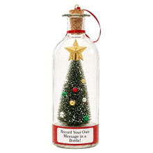 Recordable Christmas Tree in A Bottle Ornament, 30-Second Voice Message Glass Keepsake with SnowyTrees, for Gift