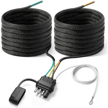 25FT 4 Pin Trailer Wiring Harness,Waterproof Trailer Wiring Kit 18 AWG Copper Trailer Wires with Nylon Braided Sleeving