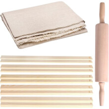 12 Pcs Pottery Tools Kit for Clay Pottery Rolling Pin Guide 10 Pcs 5 Size Rolling Pin Guide, Linen Tablecloth Mat