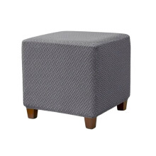 Nordic Square Jacquard Ottoman Covers Footrest Slipcover Elastic All Inclusive Stool Cover Furniture Protector