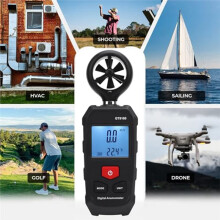 Digital Anemometer 6 Units Backlit Temp Humidity Sensor Wind Chill for Sailing Surfing Drone Hiking Cycling