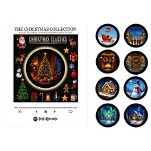Xmas Magnetic Music Fridge Magnet Touch to Vinyl Record Player Fridge Magnet Christmas Night Light Built-in LED