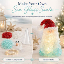 Sea Glass Christmas Tree DIY Kit 3D Santa Claus Lamp Kit with LED Lights Coastal Style Christmas Decorations