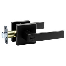 Interior Door Knobs Matte Black, Keyless Push Button Lock Door Handles with Lock for Bedroom Bathroom, for Left Right